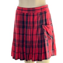 FREE PEOPLE Women’s Pleated Skirt Red Black Tartan Plaid Drop Waist Size 12 - £31.67 GBP