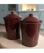Set Of 2 Fiesta Ware Canister Cinnabar Retired EUC Ceramic Burgundy Fies... - $7,144.76 MXN