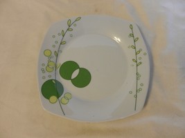 White With Green &amp; Yellow Leaves Porcelain Dessert Plate Aramo Alpine Cu... - £15.66 GBP