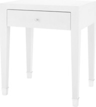 Side Table Bungalow 5 Claudette White-Washed Lacquered Linen Stained Drawer - £1,326.13 GBP