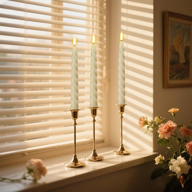 Eldnacele Flameless Flickering Taper Candles with Remote and Timer, Battery Oper Item image 6