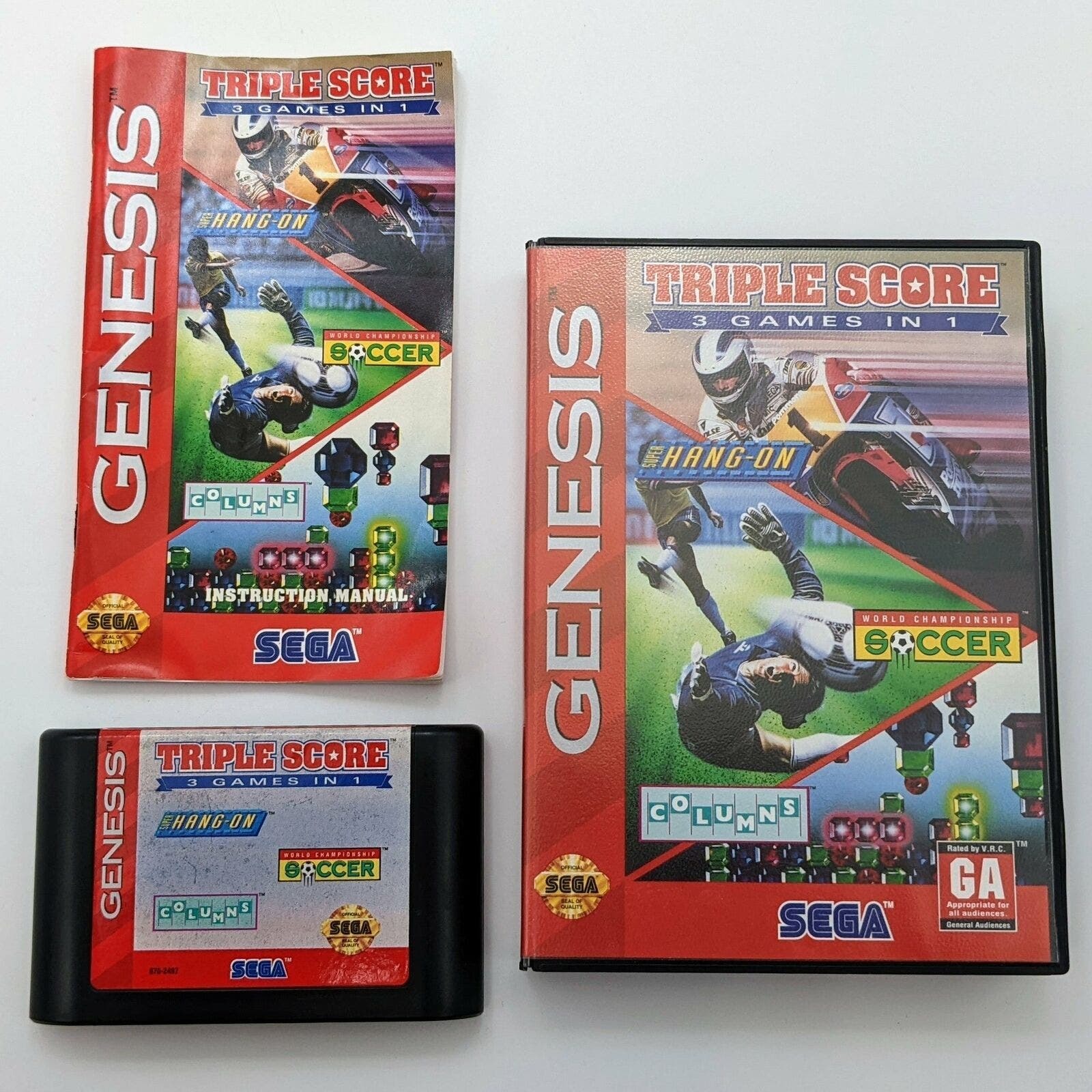 Triple Score (Genesis) - Complete in Case (Sega, 1993) Hang-On Soccer Columns - £10.25 GBP