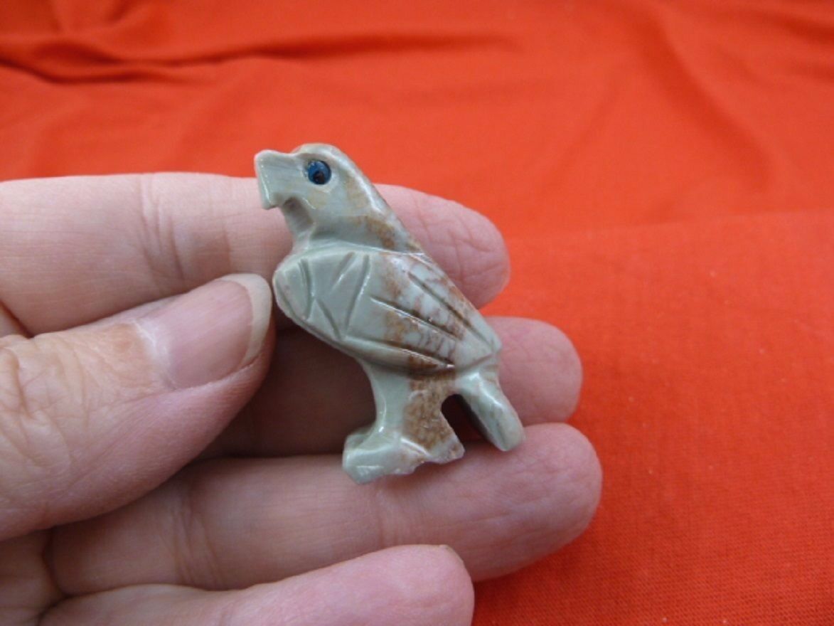 y-bir-ea-15) EAGLE baby TAN soapstone Gemstone gem CARVING PERU CUTE lov... - $8.59