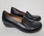 Dansko Shoes Womens 37 US 6 Farah Loafers Clogs Black Leather Career Wedge - £23.86 GBP