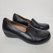 Dansko Shoes Womens 37 US 6 Farah Loafers Clogs Black Leather Career Wedge - £23.70 GBP
