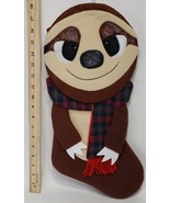 Dapper Felt Sloth Christmas Stocking 20&quot; 3D Plaid Tartan Scarf - $20.82 CAD