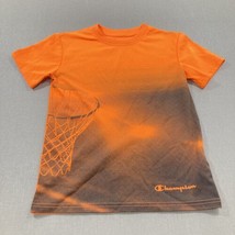 Champion Authentic Kids Athleticwear T-shirt Youth 7/8 Orange Basketball Hoop - $13.37