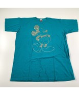 Vintage Mickey Mouse Shirt Mens Extra Large Teal Blue Silver Outline Sketch - £11.18 GBP