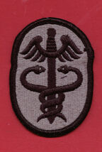 ARMY HEALTH SERVICES COMMAND PATCH - ACU COLOR BLACK ON GRAY - $1.19