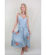 Jamie Dress - Indian Sari Slip - Beau Blue Floral - Size S/M - £64.10 GBP