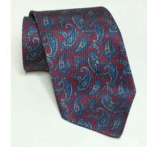 Camden Court Men Dress Tie Red Blue Paisley Print Made in USA 59&quot; length 3.5&quot; wi - £7.76 GBP