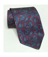 Camden Court Men Dress Tie Red Blue Paisley Print Made in USA 59&quot; length... - £7.69 GBP
