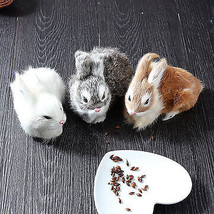Lifelike Rabbit Crouching Animals Models Handmade Realistic Dolls Stuffed Plush - £23.49 GBP