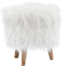 White Modern Chic Faux Fur Storage Ottoman By Signature Design By Ashley Elson. - £81.88 GBP