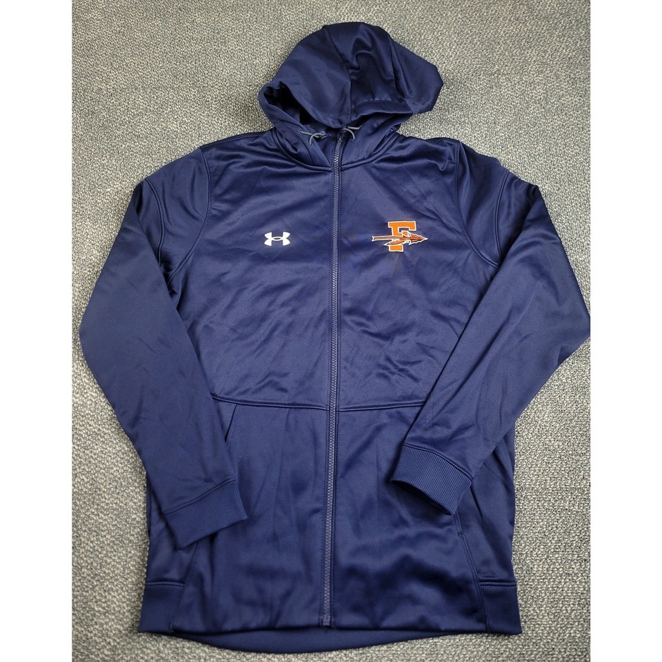 Under Armour Men&#39;s Small Storm Fleece FZ Navy Full Zip Hoodie Sport Embr... - $24.97