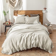Simple&amp;Opulence 100% Washed French Linen Duvet Cover Set-104&#39;&#39;x92&#39;&#39; King Size-3 - £154.79 GBP