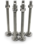 (5 Sets) 5/16-18x5&quot; Stainless Steel Hex Bolts, Nuts, Washers, 18-8 (304)... - $14.88