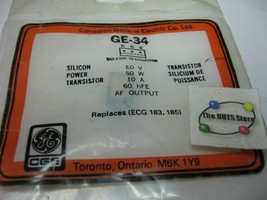 GE-34 General Electric PNP Silicon Si Transistor ECG183 ECG185- NOS Qty 1 - £4.47 GBP