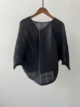 Miyake Style Pleated Top 2022 Autumn Drape V-neck Loose Bat Sleeve Folds T-shirt - £87.45 GBP
