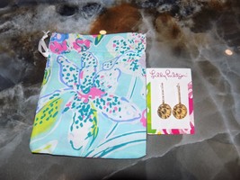 Lilly Pulitzer Samba Earrings Gold Metallic NEW - £24.15 GBP