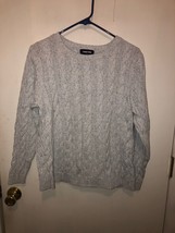 Lands End Drifter Womens SZ Large Speckled Cable Knit Cotton Sweater - $14.84