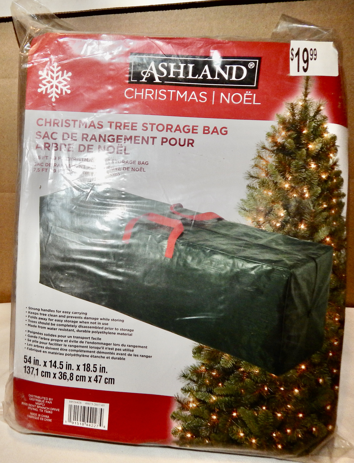 Christmas Tree Storage Bag 54" x14 1/2" x18 1/2" Ashland Dk Green Up To 9' 208B - $17.49