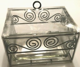 Contemporary Black Metal Steel Curls Design Heavy Thick Glass Recipe Org... - $22.57