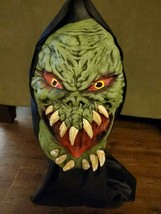 Halloween 2002 Paper Magic Group Green Snaggle toothed hooded red eyed mask wow - £17.58 GBP