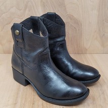 Gianni Bini Womens Ankle Boots 6.5 M Black Leather Western Biker Style - $28.87