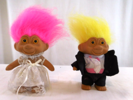 Vintage Troll Dolls Bride &amp; Groom Wedding Trolls Collectible T.N.T. 1991 Retired - $10.89