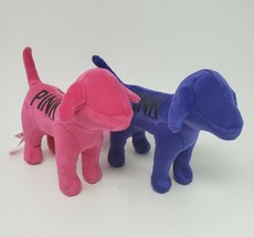 2 Victoria's Secret Pink Dogs Velvet Love Pink & Purple Stuffed Animal Plush Toy - £18.94 GBP