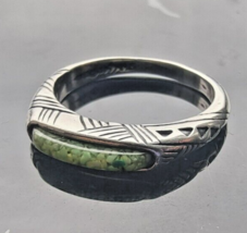 CAROLYN POLLACK 925 STERLING SILVER GREEN TURQUOISE GEOMETRIC DESIGN RIN... - $1,425.81 MXN