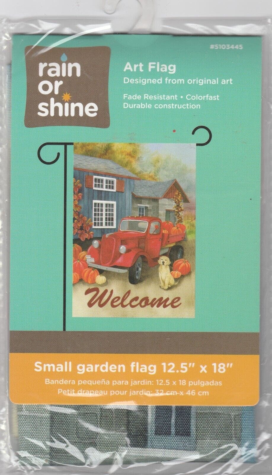 Primary image for Welcome Fall Art Flag 12.5”x18” Pumpkin Red Truck Dog Garden Porch Flag 5103445