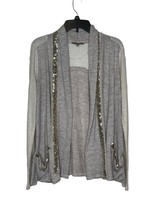 Miss Me Women&#39;s Cardigan Sweater Sparkle Open Front Gold Sequins Pockets Small - £19.83 GBP