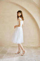 Rose Pink Gray White Tulle Midi Skirt High Waisted Tulle Bridesmaid Midi Skirt image 3