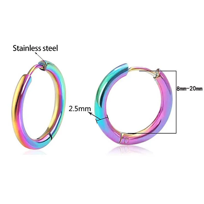 Play UniA Hoop Earrings Silver Color Colorful Black Rose Gold Color Round Earrin - £23.18 GBP