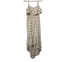 Passport Womens Sundress Ivory Blue Polka Dot High Low Sleeveless Ruffle... - £14.78 GBP