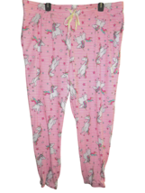 Briefly Stated Pink Striped Unicorn Print Jogger Pajama Pants Size Medium - $19.99