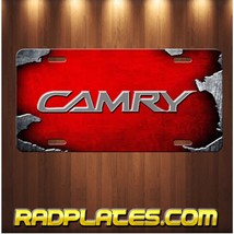 TOYOTA CAMRY Inspired Art on Silver and Red Aluminum Vanity license plate Tag - £15.45 GBP