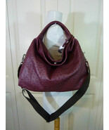 NWT Furla Burgundy Red Wine Ostrich Embossed Leather S/M Elisabeth Tote ... - $8,586.12 MXN