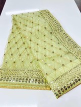 Green Organza Silk Saree | sequence Embroidered | solid color |Traditional Party - £69.32 GBP