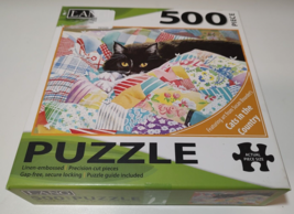 Lang Puzzle Susan Bourdet Cats in the Country &quot;Grandma&#39;s Quilt&quot; 500 Piec... - $5.48