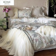 Retro Princess Style Chinese Embroidery Lace Ruffled Fishtail Edge Bedding Set - $255.67+