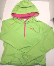 Fila Sport 3/4 Zip Lime Green And Pink Pullover Hoodie size XL (16) Teen Girl - £8.55 GBP