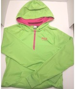Fila Sport 3/4 Zip Lime Green And Pink Pullover Hoodie size XL (16) Teen Girl - £8.50 GBP