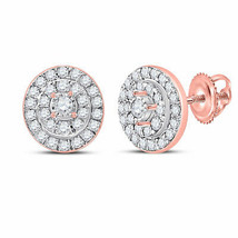 10kt Rose Gold Womens Round Diamond Oval Earrings 1/3 Cttw - £320.90 GBP