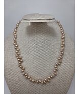 Sterling Silver 925 Clasped Cultured Pearl Beaded Necklace  - $79.99