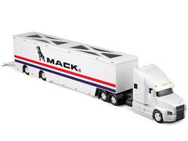 Mack Anthem Enclosed Car Transporter &quot;Mack&quot; White with Red and Blue Stripes &quot;Cus - £30.60 GBP