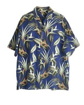 Men&#39;s Hawaiian Silk Shirt Tropical Paradise Collection Aloha Floral Large - £20.50 GBP