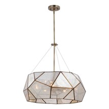 Euclid 5-Light Brass Mid-Century Modern Pendant Light Mercury Glass Smal... - £237.92 GBP